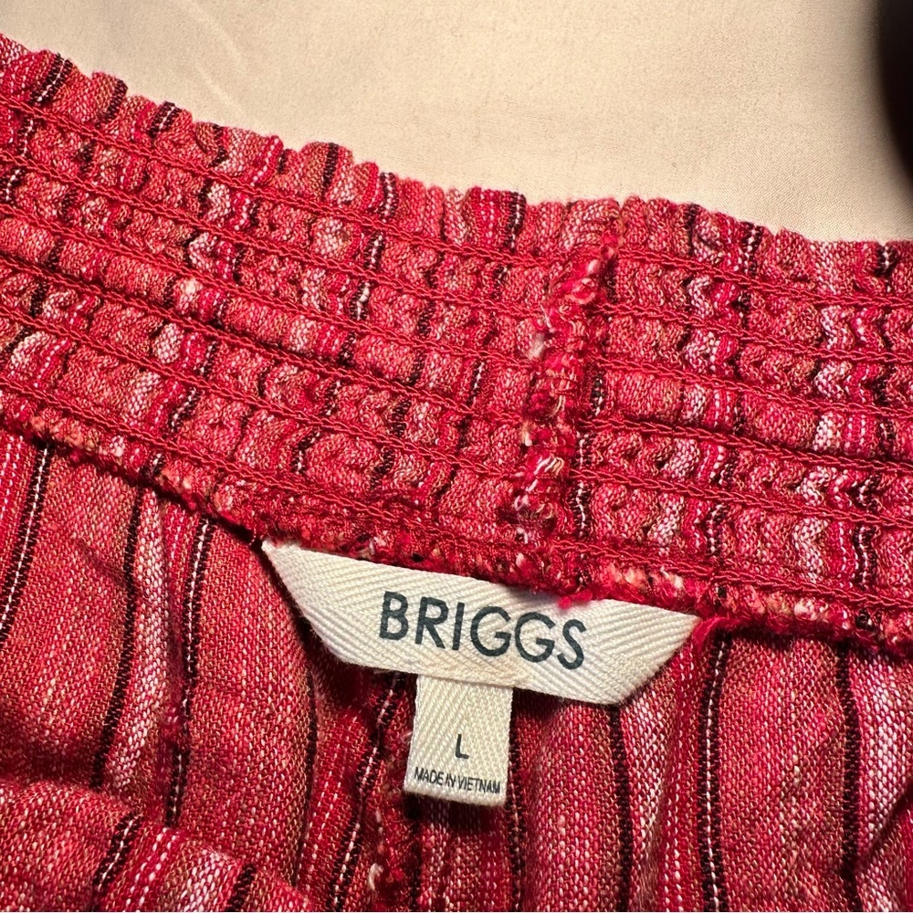 Briggs Women’s Striped Linen Blend Pull-On Shorts Red Size Large NWT - Picture 8 of 9
